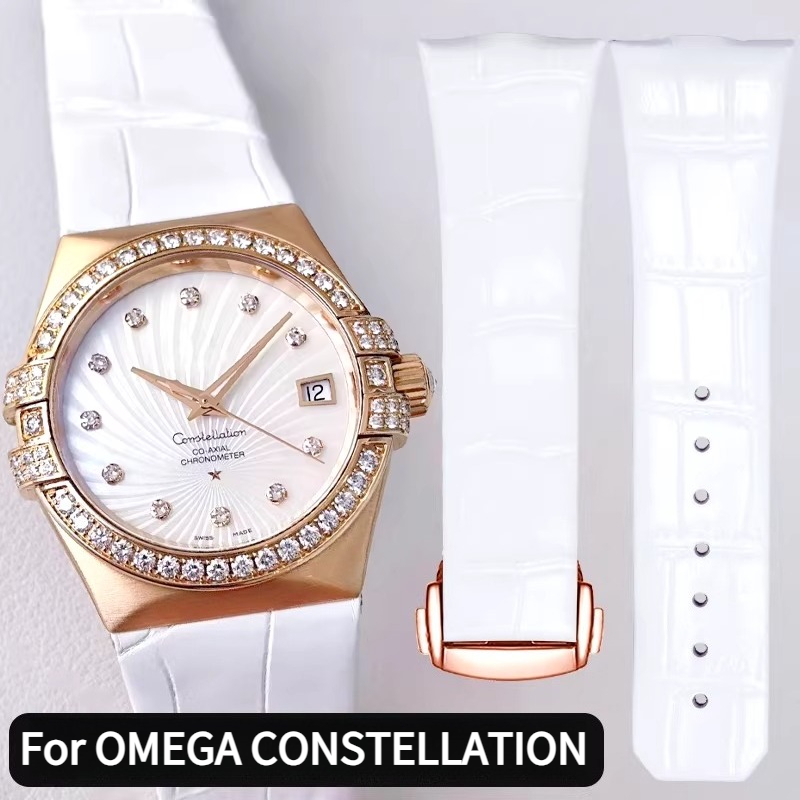 Omega Watch Constellation - Tali Jam Tangan Kulit Melengkung Wanita
