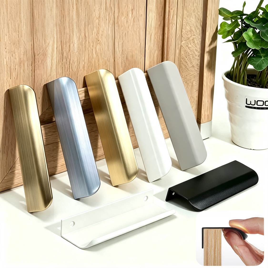 Curved Spring Bar - Gagang Kabinet Aluminium Tersembunyi, Tepi Melengkung,