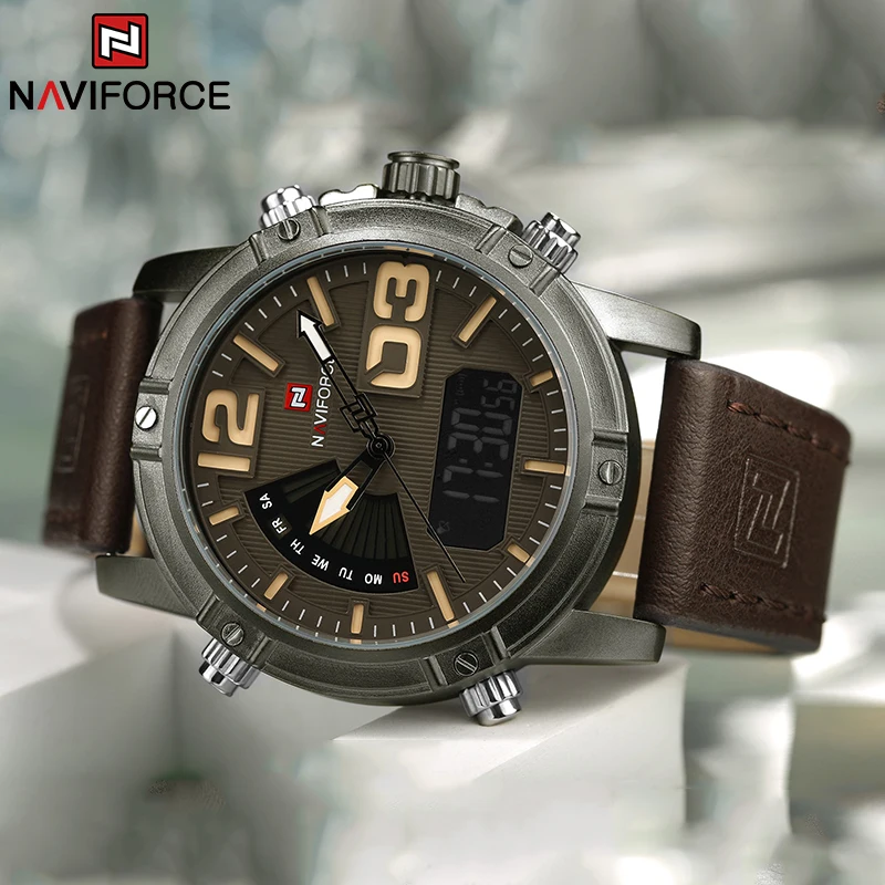 NAVIFORCE Jam Tangan Pria Berm - Leather Watch Band Men ulasan dan harga